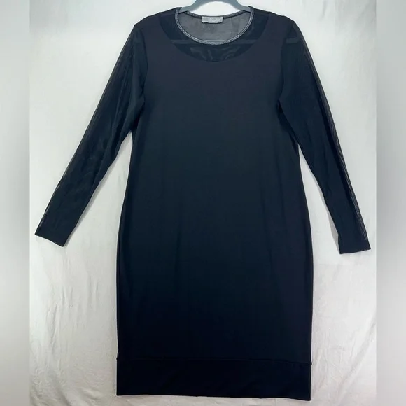 knee length dresses for ladies Dyer Sheer Sleeve Mini Dress Black main image 0